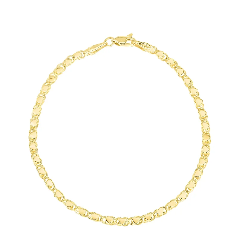 women’s bohemian bangle-14K Gold 3mm Heart Chain