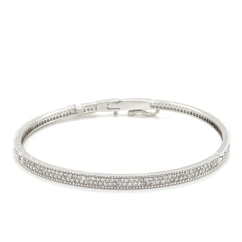 women’s gold bangle-14K White Gold Diamond Pave Bangle