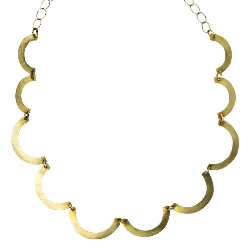 women’s long necklace-Capala C-Link Necklace, Brass