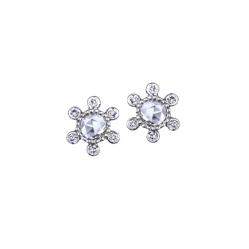 women’s crystal drop earrings-Starburst Rose Cut Diamond Stud Earrings