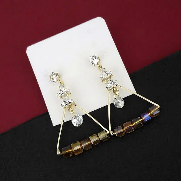 women’s silver stud earrings-Urthn Crystal Stone Gold Plated Dangler Earrings  - 1315831C