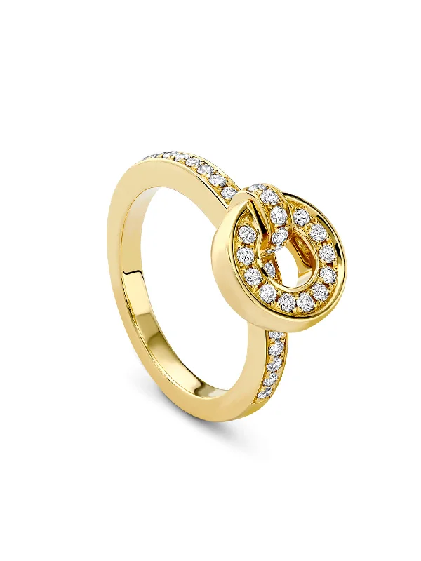 women’s opal ring-Roulette Pavé Diamond Band Yellow Gold Flip Ring