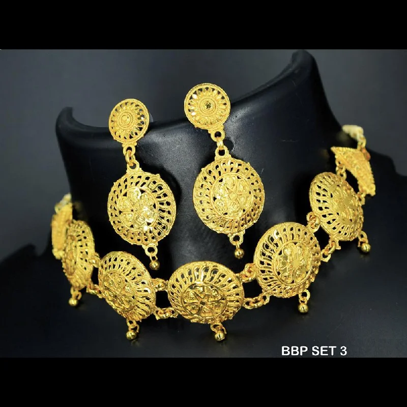 women’s gothic necklace-Mahavir Forming Gold Necklace Set  - BBP SET 3