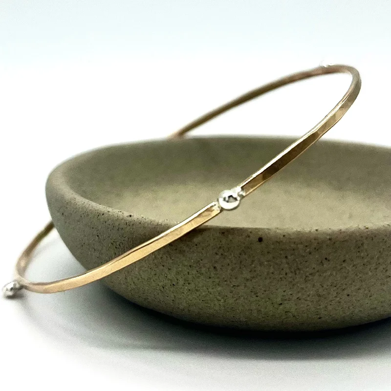 women’s gold bangle-14kt Gold-Filled Bangle with Argentium Silver Beads