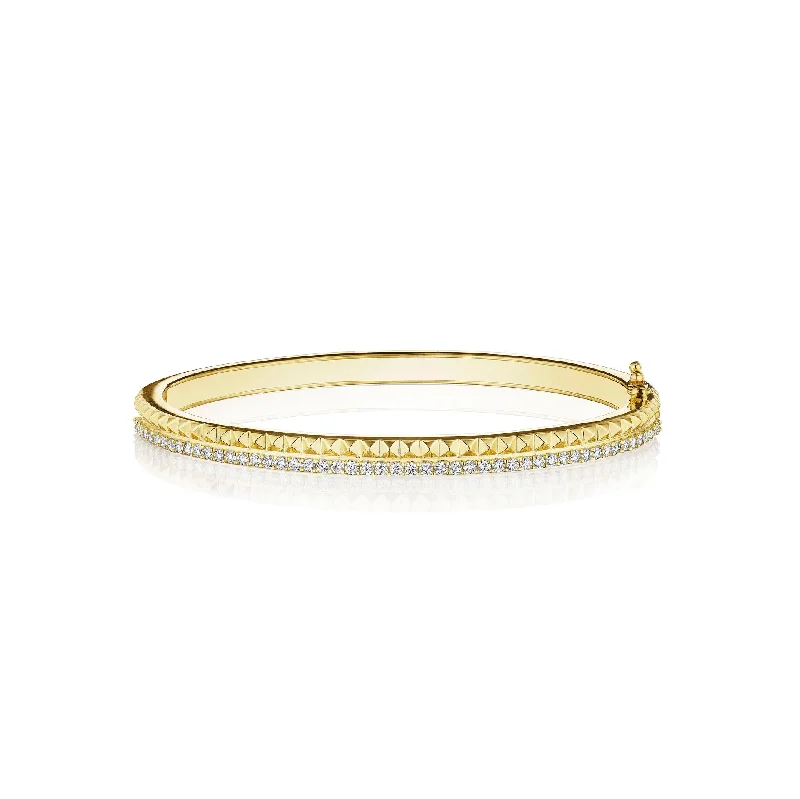 women’s minimalistic bracelet-Rockstud Edge Diamond Bangle