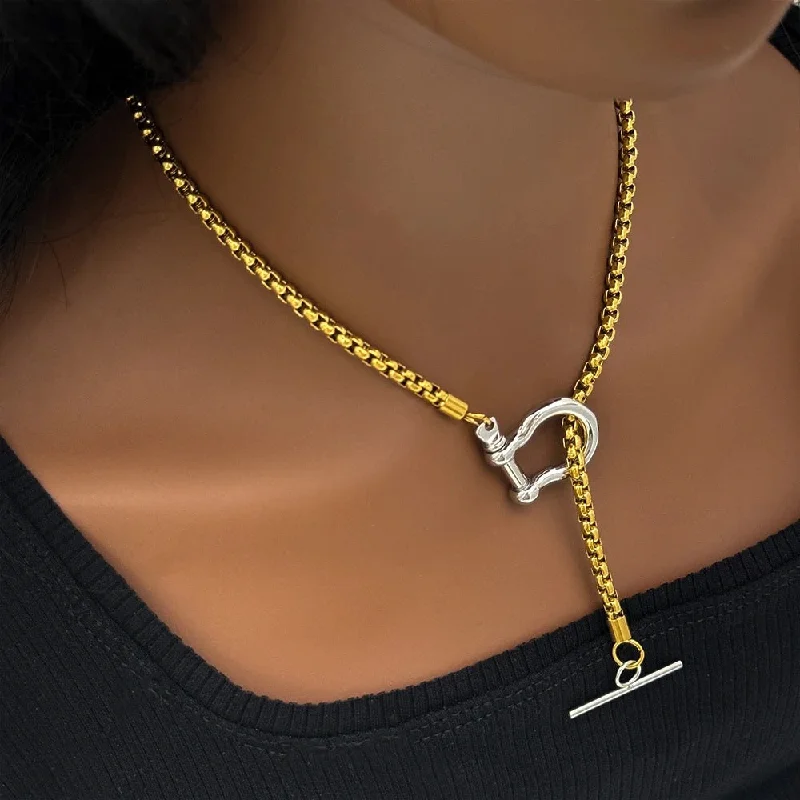 women’s crystal heart necklace-T horseshoe Necklace