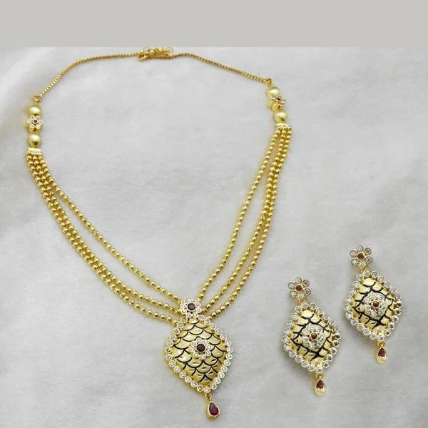 women’s elegant necklace-Utkrishtt Forming Gold Plated Copper Necklace Set - 1107857