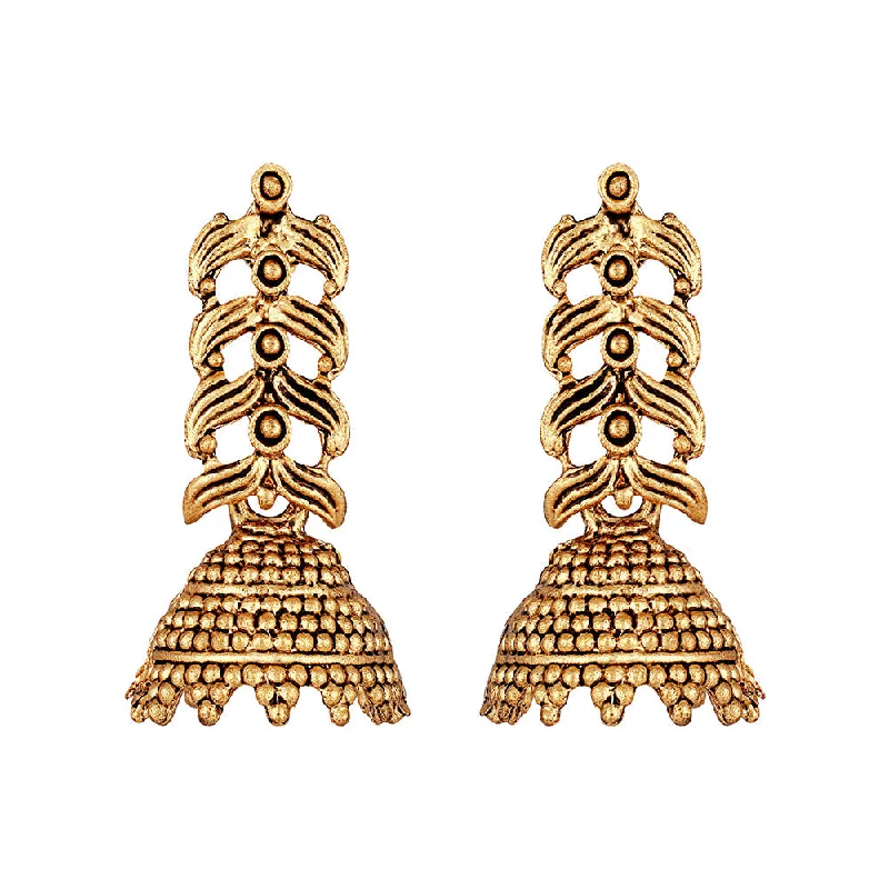 women’s silver stud earrings-Shrishti Fashion Creative Leaf Gold Plated Jhumki Earring For Women