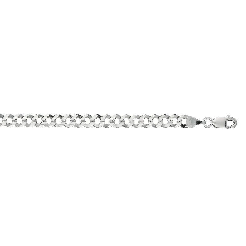 women’s chic bracelet-14kt 8 inches White Gold 4.7mm Diamond Cut Comfort Curb Chain with Lobster Clasp