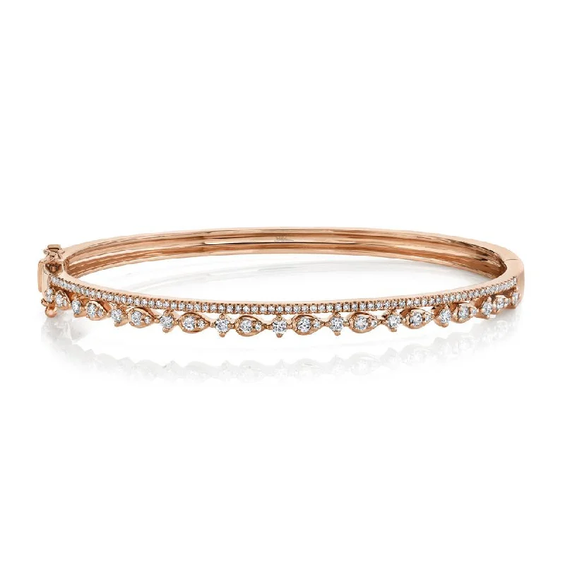 women’s modern bracelet-14K Rose Gold Diamond Double Row Bangle