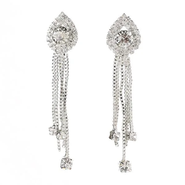 women’s crystal earrings-Eugenia Rhodium Plated Austrian Stone Dangle Earrings