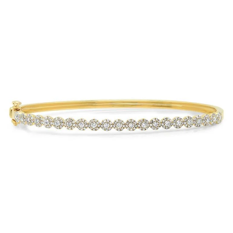 women’s handmade bangle-14K Yellow Gold Diamond Cluster Small Bangle