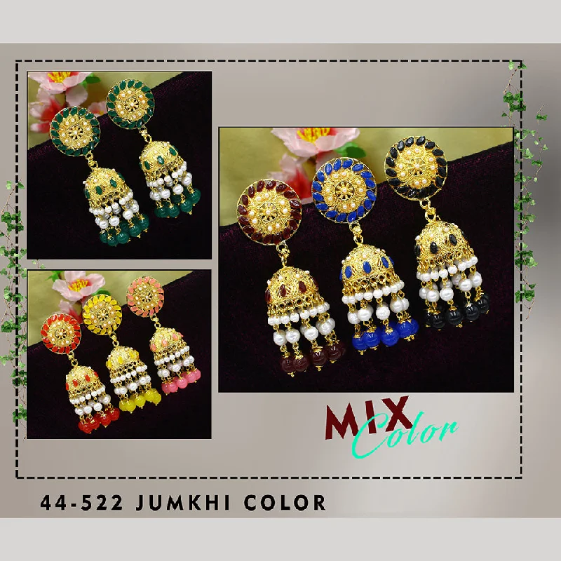 women’s luxury earrings with gemstones-Mahavir Gold Plated Jhumki Earrings