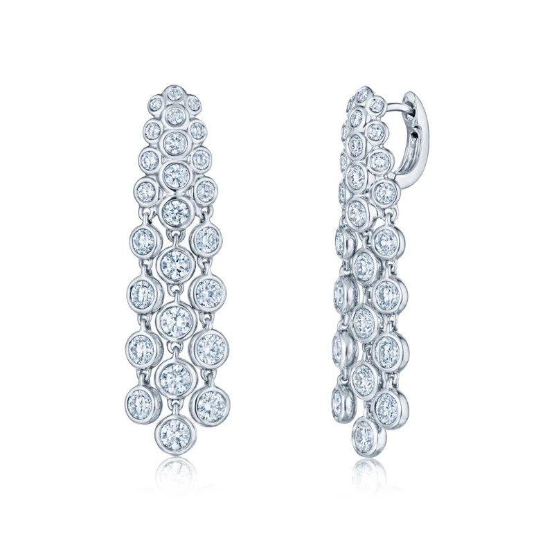 women’s art-inspired earrings-Waterfall Fringe Earrings with Diamonds