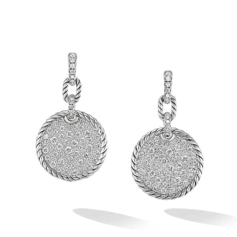 women’s hoop earrings-DY Elements Convertible Drop Earrings in Sterling Silver with Pave Diamonds