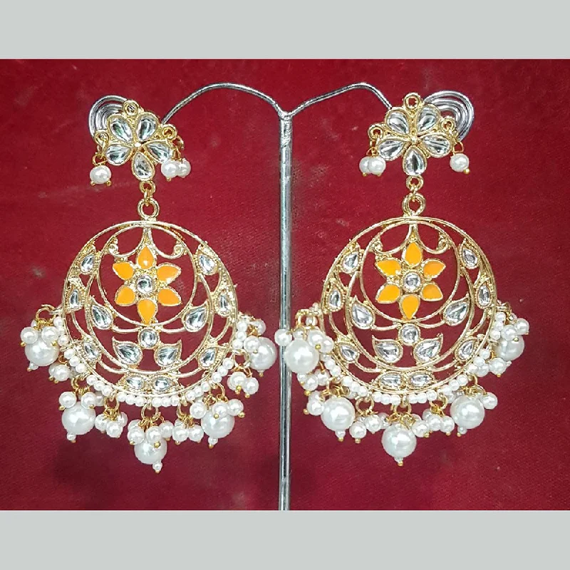 women’s chandelier earrings-Shreeji Gold Plated Meenakari Earrings