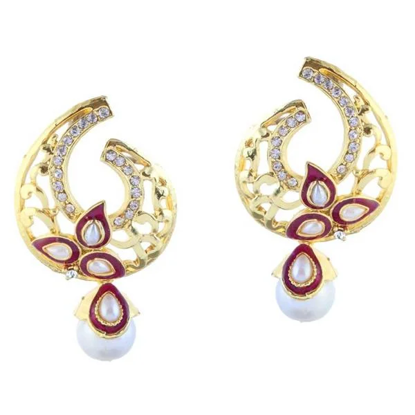 women’s modern earrings-Kriaa Stone Gold Plated Meenakari Dangler Earrings