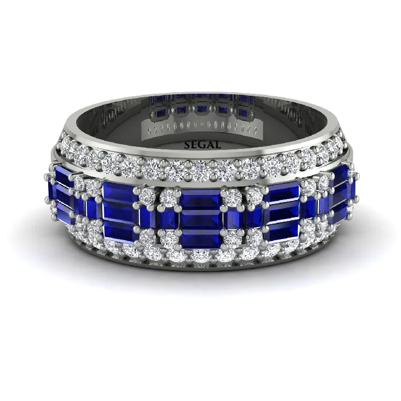 women’s diamond and sapphire engagement rings-Baguette Sapphire Eternity Wedding Band - Billy No. 15