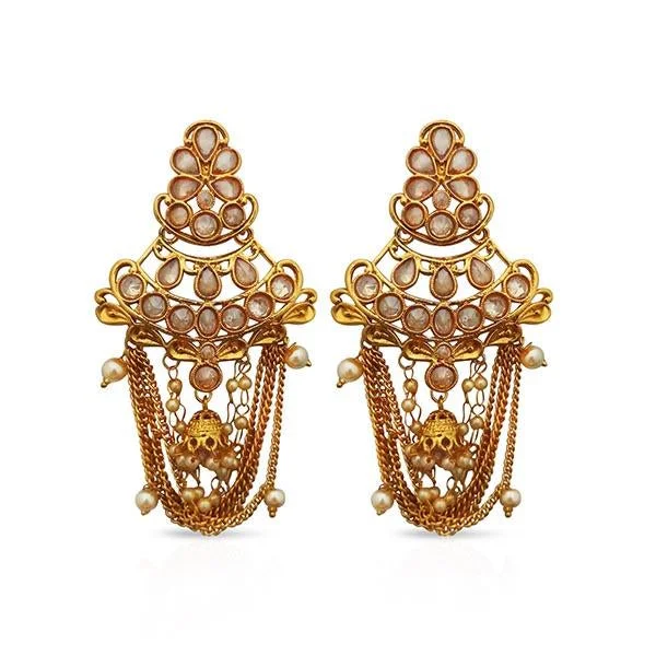 women’s dainty earrings-Kriaa AD Stone Gold Plated Dangler Earrings - 1312920A