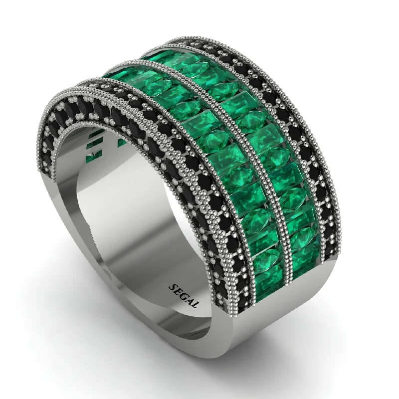 women’s platinum diamond engagement rings-Emerald Multi-Row Halo Wedding Band - Blake No. 36