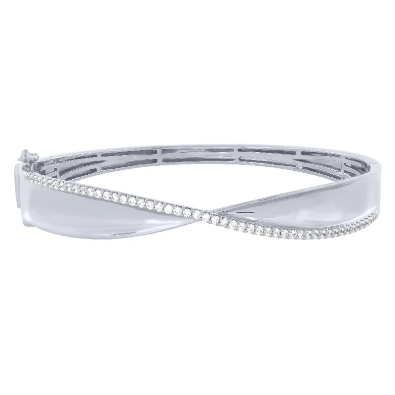 women’s custom bracelet-Sterling Silver 3/4Ctw Diamond Bangle