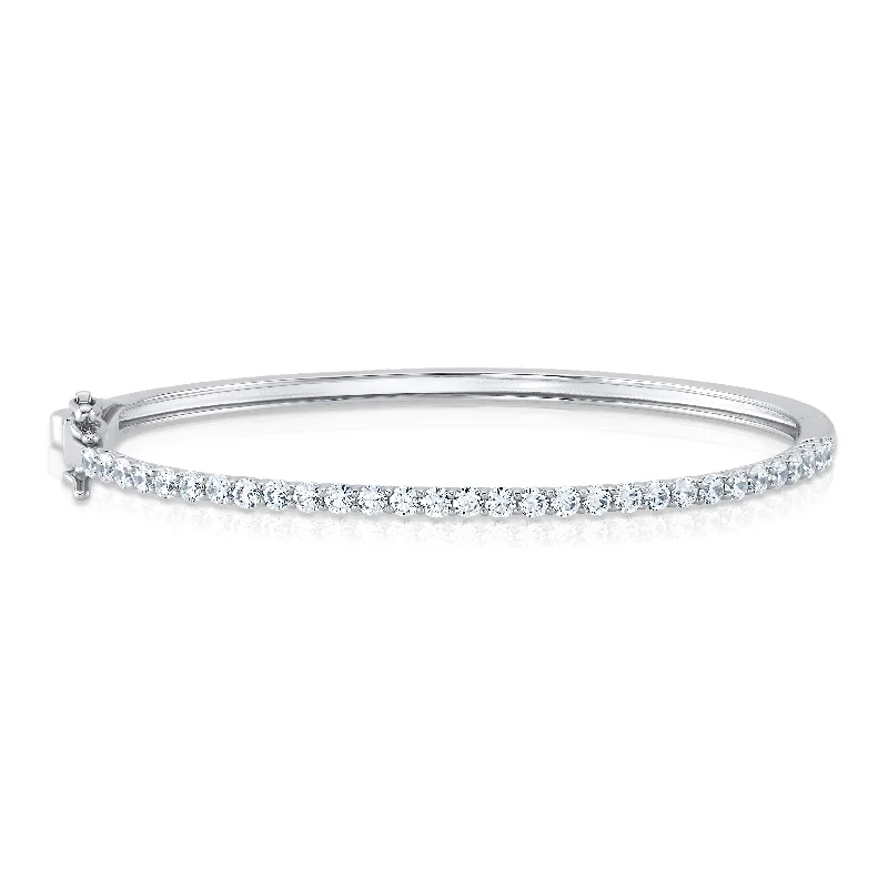 women’s minimalistic bracelet-2MM CZ BANGLE, SILVER