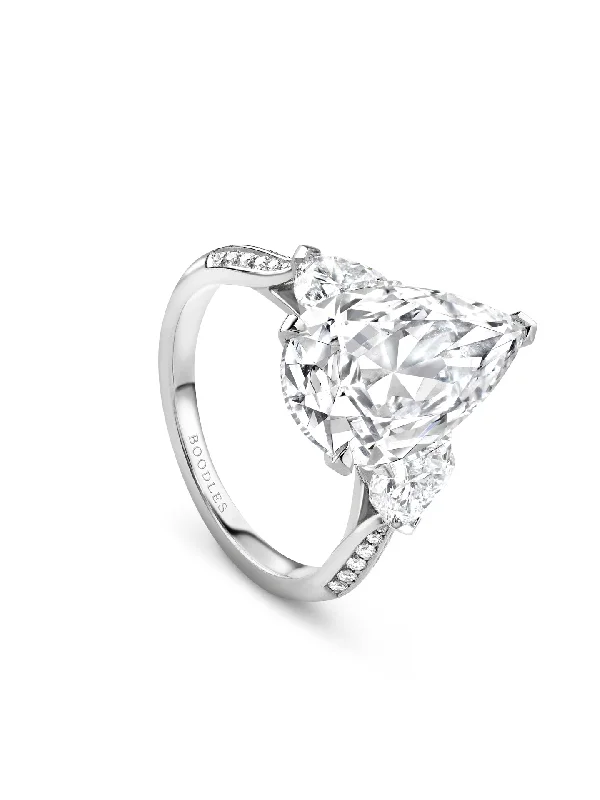 women’s bold ring-Petal Large Pear Diamond Platinum Ring