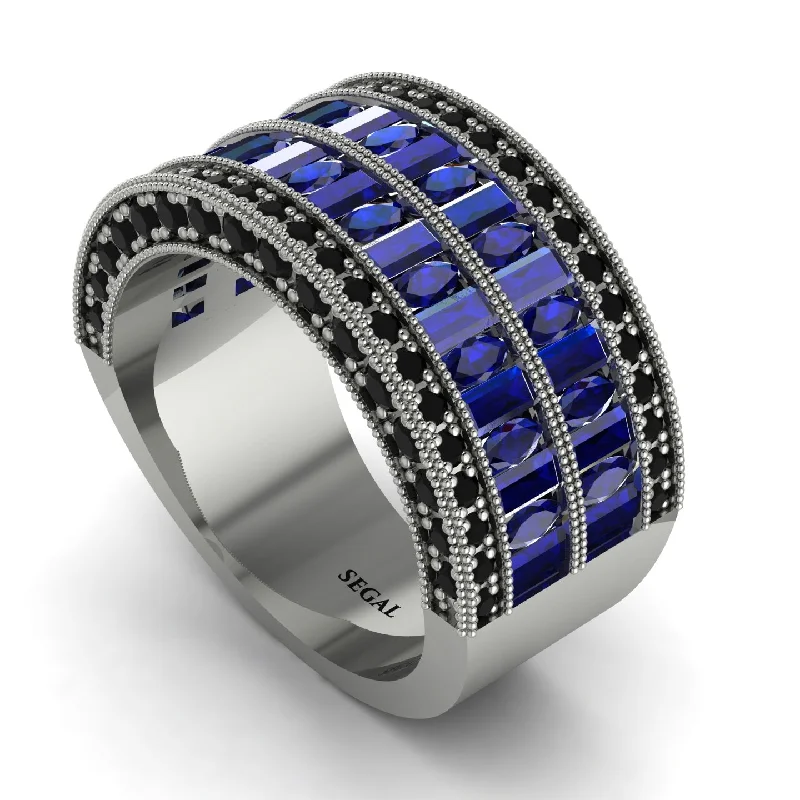 women’s double band engagement rings-Sapphire Multi-Row Halo Wedding Band - Blake No. 45