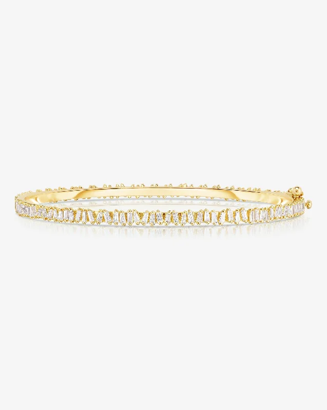 women’s engraved bangle-Baguette Ridge Bangle