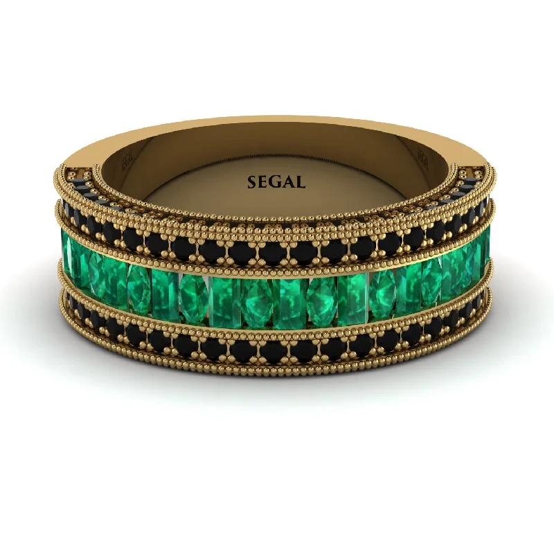 women’s wedding band engagement rings-Emerald 14K Gold Pave Wedding Band - Mikayla No. 34