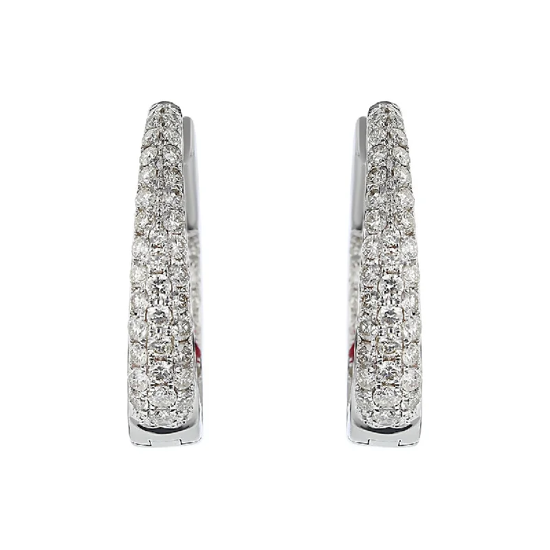 women’s luxury diamond earrings-Tapered Inside Out Pave Diamond Hoop Earrings