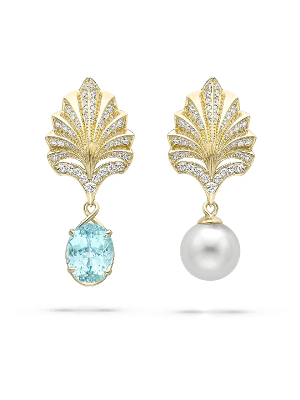 women’s vintage diamond ring-Olympian Paraiba Pearl Yellow Gold Earrings