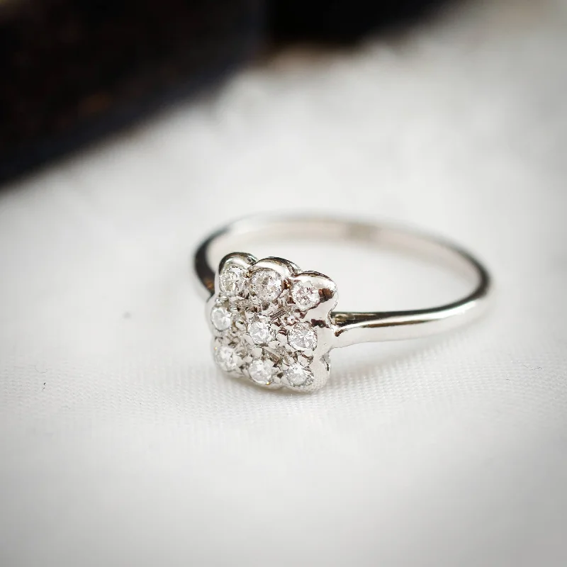 women’s fancy engagement ring-A Sparkly Sensation! Vintage Diamond Cluster Ring