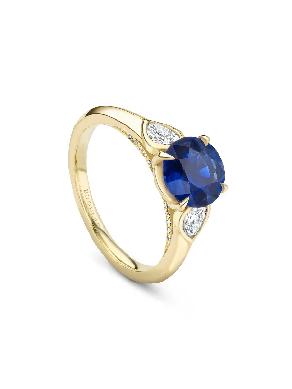 women’s vintage engagement ring-Trilogy Cupid Sapphire Yellow Gold Ring