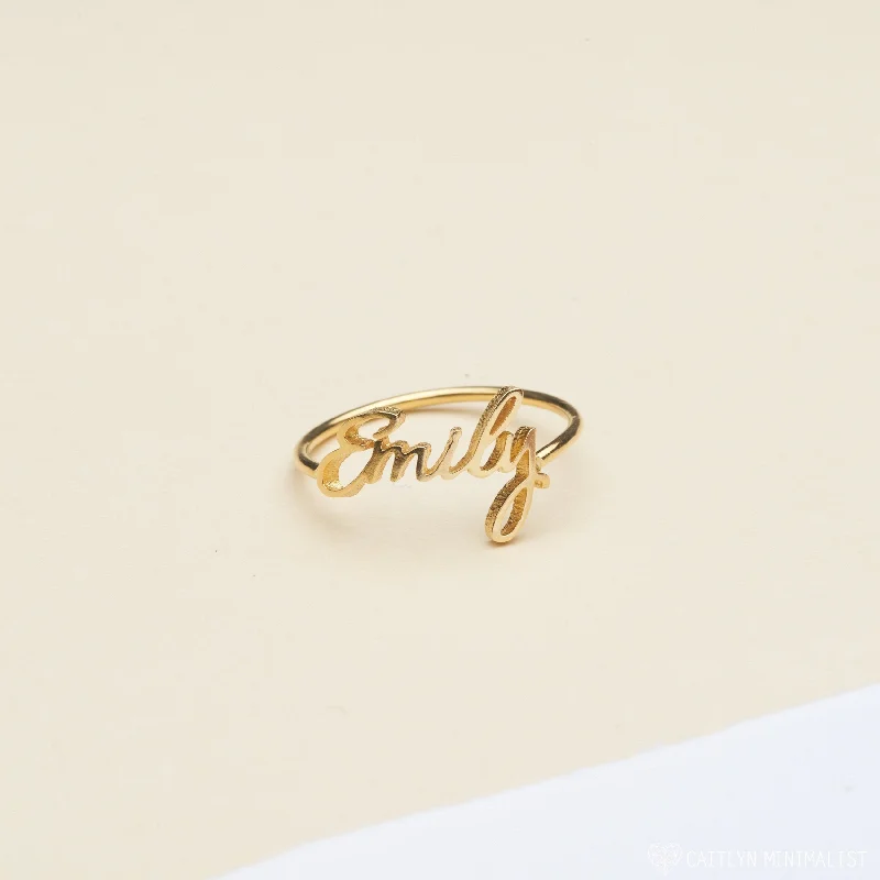 women’s chunky fashion ring-Grace Script Name Ring