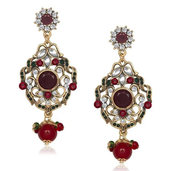 women’s asymmetrical earrings-The99Jewel Kundan Stone Dangler Earring - 1305507