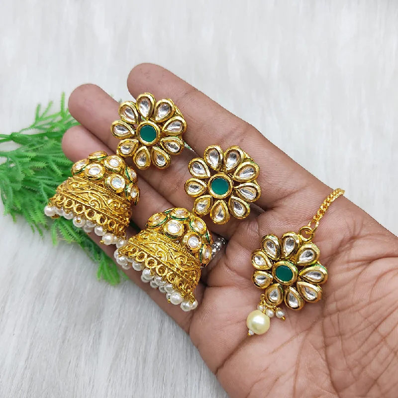 women’s diamond hoop earrings-Lucentarts Jewellery Gold Plated Kundan Jhumki Earrings