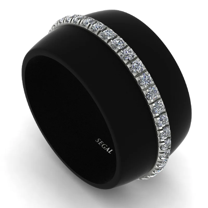 women’s bridal engagement rings-Men's Diamond Studded Wedding Band - Anthony No. 3