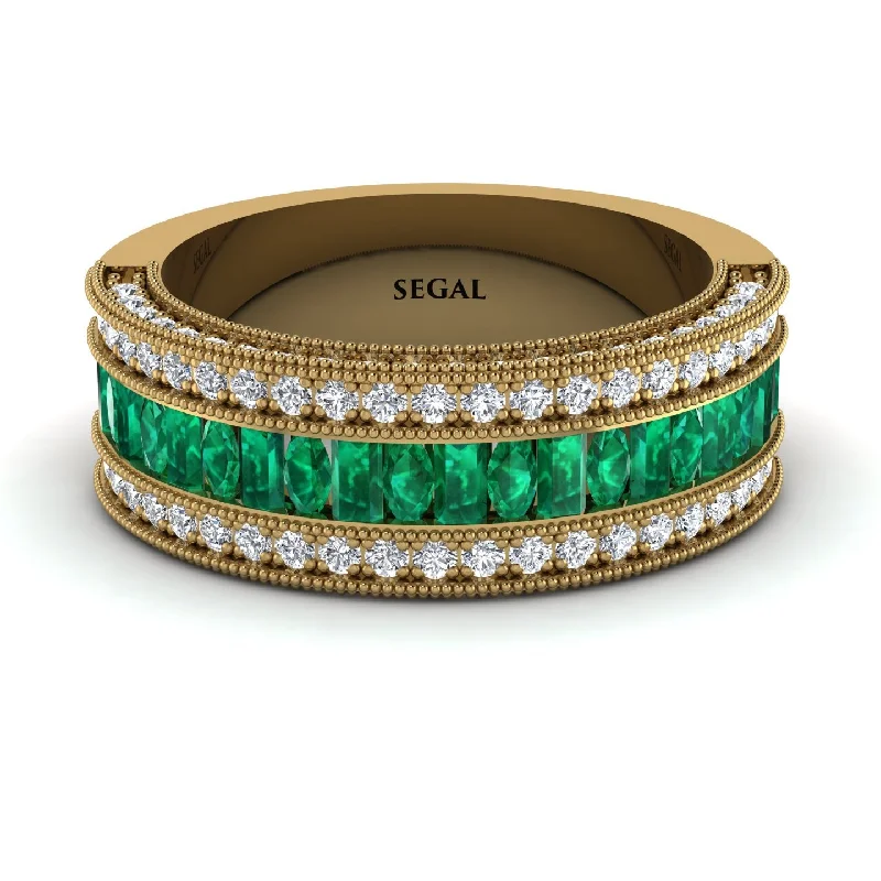 women’s double halo engagement rings-Emerald 14K Gold Pave Wedding Band - Mikayla No. 4