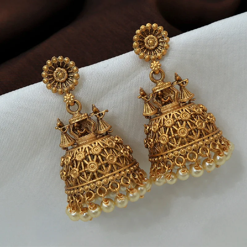 women’s zircon earrings-Diksha Collection Gold Plated  Jhumkis Earrings