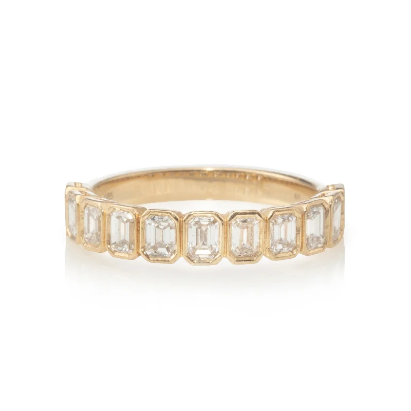 women’s engraved ring-Noémie Petite Emerald Cut Half Eternity Band