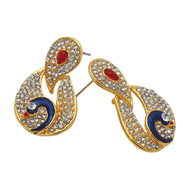 women’s butterfly earrings-Kriaa Meenakari Stone Gold Plated Peacock Dangler Earrings