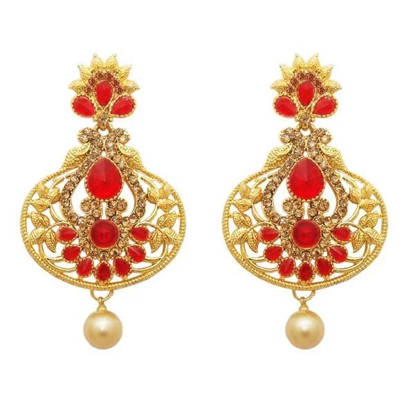 women’s pearl stud earrings-Kriaa Austrian Stone Pearl Drop Gold Plated Dangler Earring