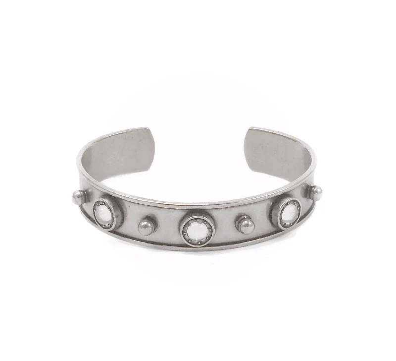 women’s engraved charm bracelet-Porthole Channel Cuff