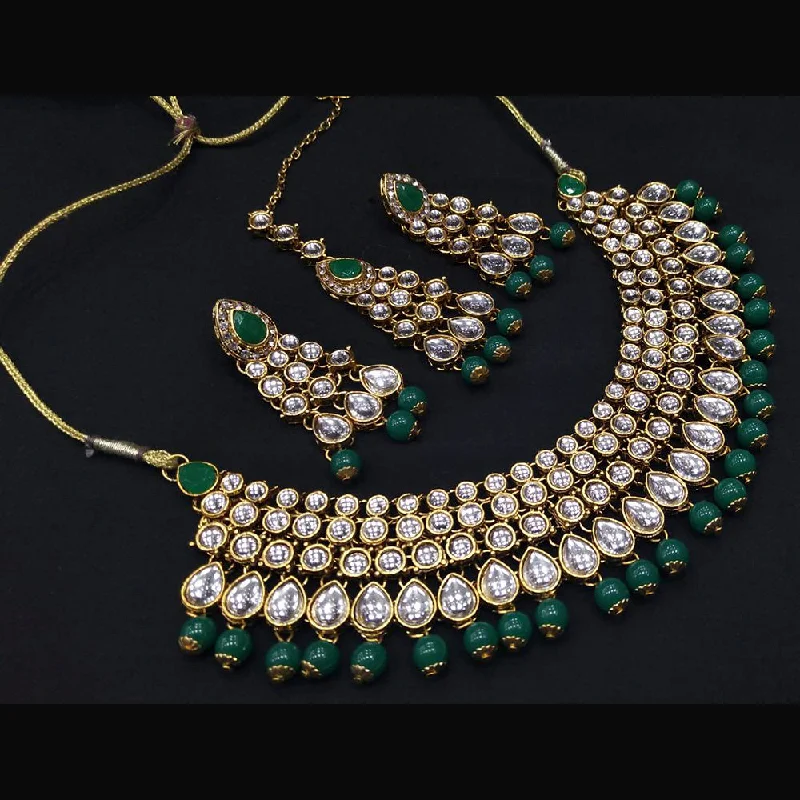 women’s eternity gemstone necklace-Manisha Jewellery Gold Plated Kundan Stone Necklace Set