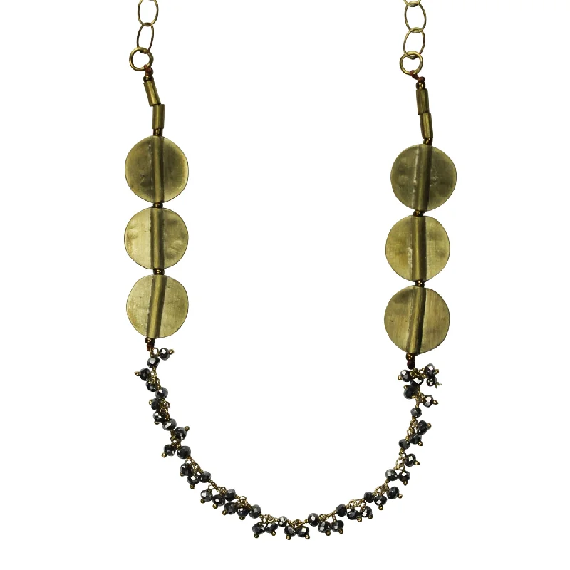 women’s multi-stone necklace-Necklace with Pyrite Strand