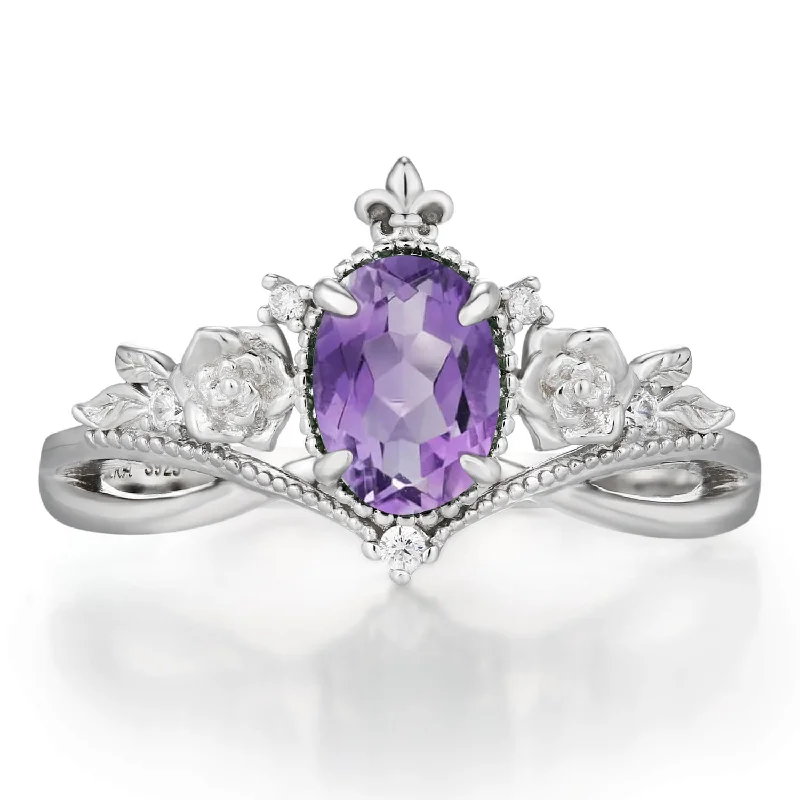 women’s opal ring-Petal Mist Amethyst Ring