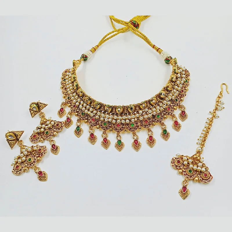 women’s beach necklace-Manisha Jewellery Kundan Stone Necklace Set