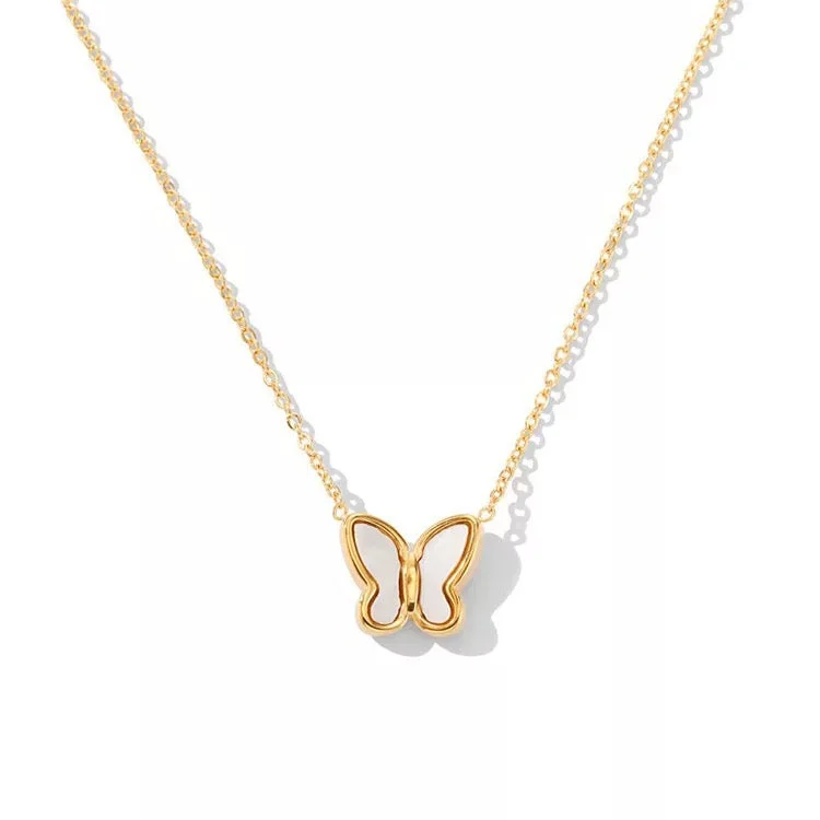 women’s solitaire necklace-Shell Butterfly Necklace