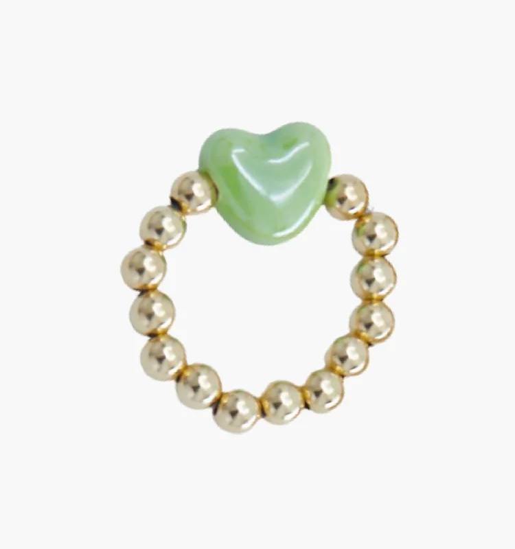 women’s trendy rings-Green Sweetheart Ring